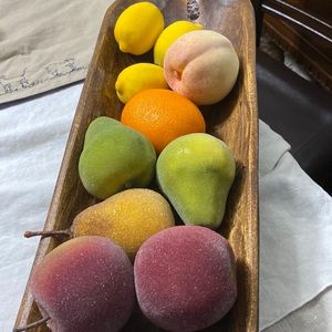 Vintage beaded sugar fruit, fuzzy peach, and orange lot of 10